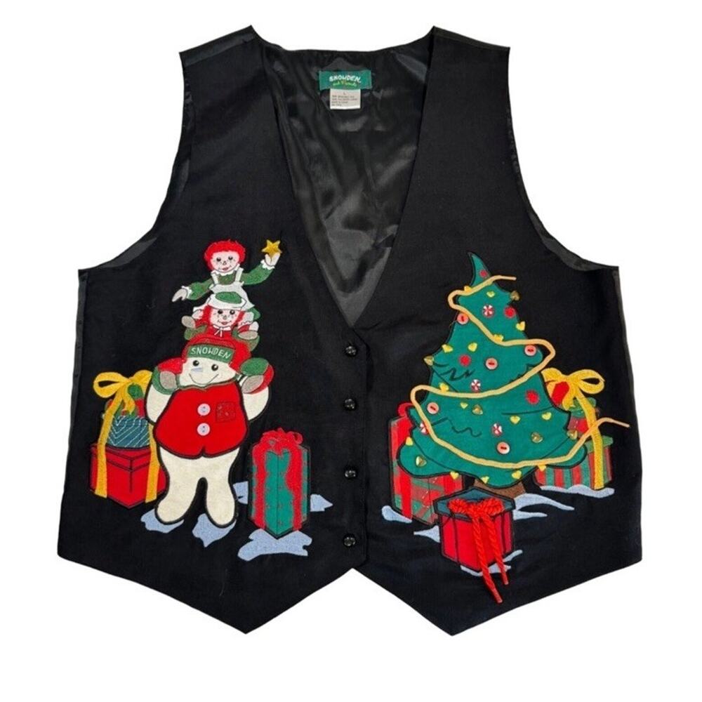 Vtg snowden and friends washable silk embroidered vest raggedy ann Art Sz Medium
